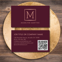 QR Code Bourgogne Roos Goud Monogram Elegant