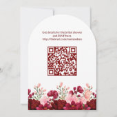 QR Code Bourgogne Roze Bloemen Vrijgezellenfeest Kaart (Achterkant)