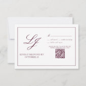 QR Code Bourgogne Script Monogramme Mariage RSVP (Dos)