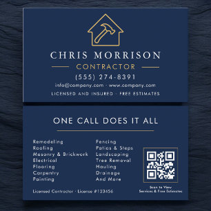 QR-code Bouwbedrijf Navy Blue Visitekaartje