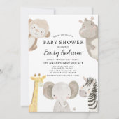 QR Code Boys Safari Animals Baby shower Kaart (Voorkant)