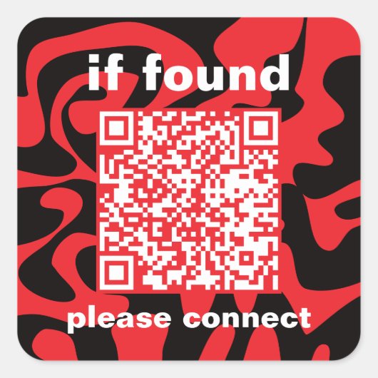 QR Code Bright Cherry Red lost found Vierkante Sticker (Voorkant)
