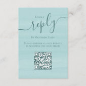 QR Code Bruiloft RSVP Online Eenvoudig Turquoise Informatiekaartje (Voorkant)