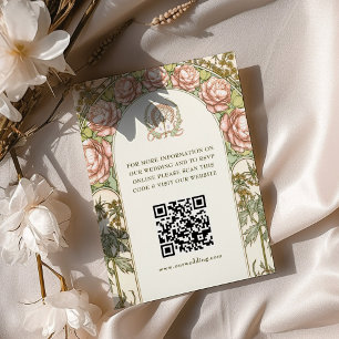 QR-code bruiloft website info Art Nouveau behuizin Informatiekaartje
