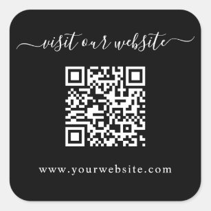 QR Code Bruiloft Website Zwart Vierkante Sticker