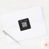QR Code Bruiloft Website Zwart Vierkante Sticker (Envelop)