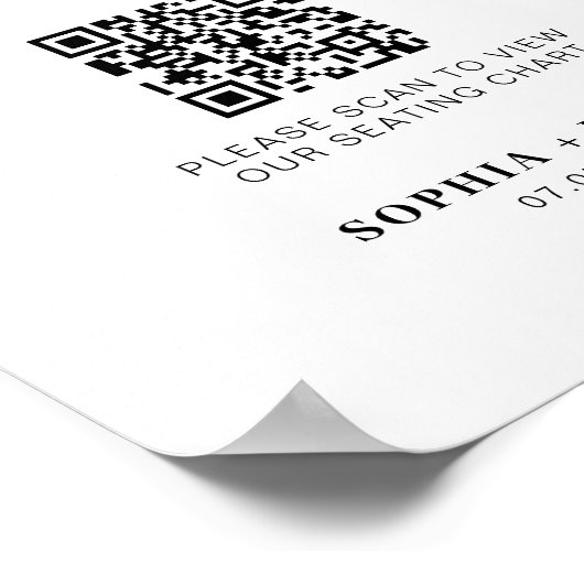 QR-code bruiloft zitgrafiek | Vind uw stoel Poster (Hoek)