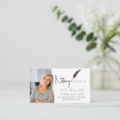 QR-code bruin & witminimalistisch neutraal Visitekaartje (Staand voorkant)