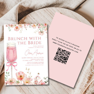 QR Code Brunch met het Bride Pink Vrijgezellenfees Kaart