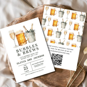 QR-code Bubbles & Brews Koppel Bruiloftsshowers Kaart