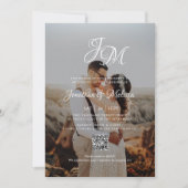QR Code Budget Monogram Script 2 Fotobruiloft Kaart (Voorkant)