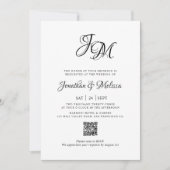 QR Code Budget Monogram Script Foto Bruiloft Kaart (Voorkant)