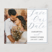 QR Code Budget Save Onze Datum Stoffig Blauw (Voorkant)