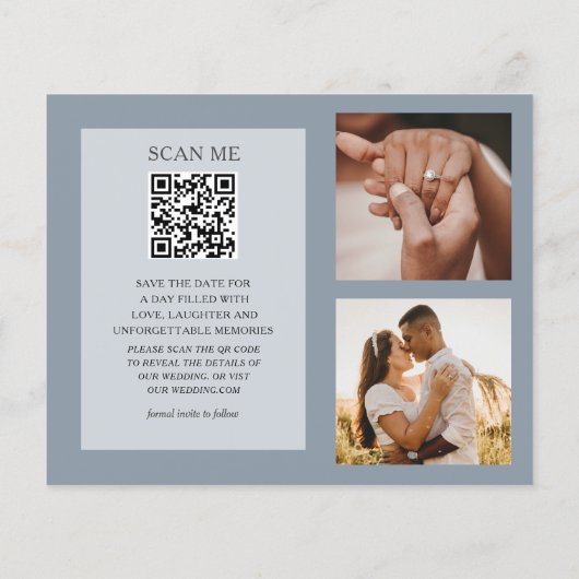 QR Code Budget Save Onze Datum Stoffig Blauw (Achterkant)