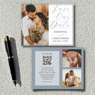QR Code Budget Save Our Date Stofblauw