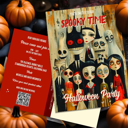 QR Code Budget Spooky Halloween Party Uitnodiging