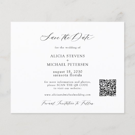 QR CODE budgetelegante fotobruiloft, behalve datum Flyer (Achterkant)