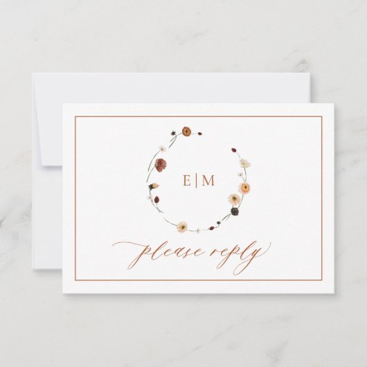 QR Code Burange Floral Crest Monogramme RSVP (Devant)