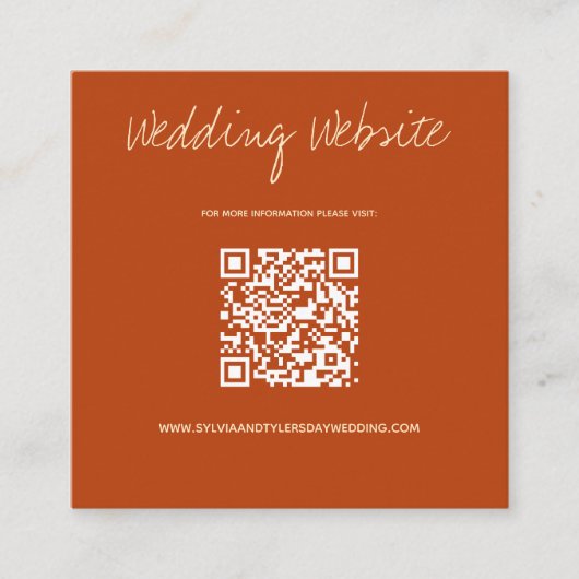 QR-code Burnt Oranje Weddenschap Website Informatiekaartje (Voorkant)