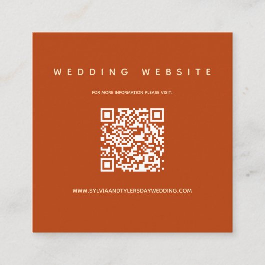 QR-code Burnt Oranje Weddenschap Website Informatiekaartje (Voorkant)