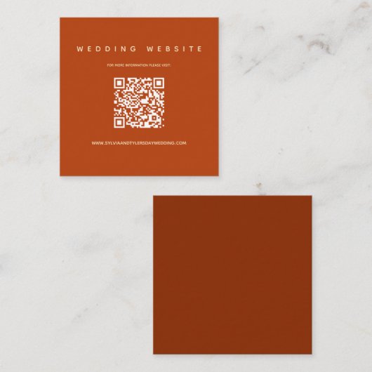 QR-code Burnt Oranje Weddenschap Website Informatiekaartje (Voorkant / Achterkant)