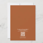 QR Code Burnt Rust Floral Wreator Monogram Weddens Kaart (Achterkant)