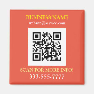 QR-code, bus. Naam Promo, Geel Wit Sinaasappel Magneet