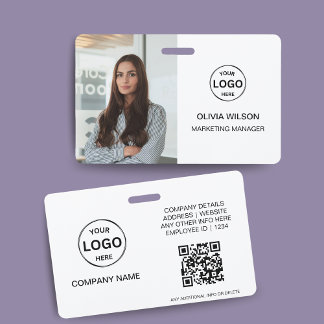 QR Code Business ID Kaart Modern Photo Employee Ba Badge