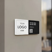 QR Code Business Logo Black en White Spandoek