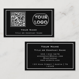 QR Code Business Logo Black Minimalist Business Ca Visitekaartje