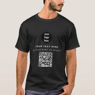 QR Code Business Logo Black Minimalist Business T-shirt