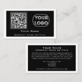 QR Code Business Logo Black minimalist Visitekaartje (Voorkant / Achterkant)