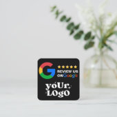 QR Code Business Logo Black Modern Google Review Vierkante Visitekaartje (Staand voorkant)