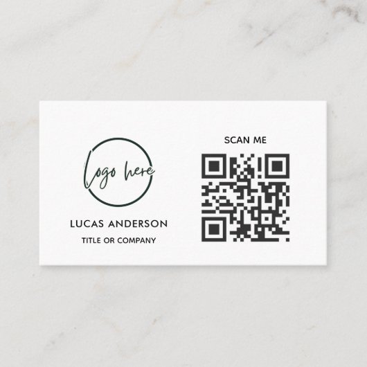 QR Code Business Logo | Black Modern Professional  Visitekaartje (Voorkant)