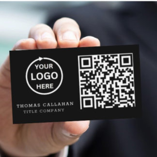QR Code Business Logo Black Modern Professional Visitekaartje
