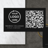 QR Code Business Logo Black Modern Professional Visitekaartje