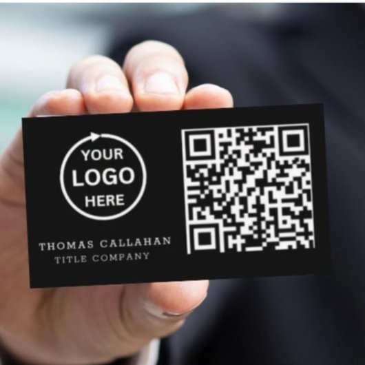 QR Code Business Logo Black Modern Professional Visitekaartje