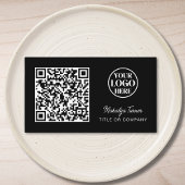 QR Code Business Logo Black Modern Professional Visitekaartje