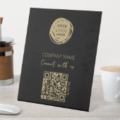 QR Code Business Logo Black Modern Reclamebord Met Voetstuk (Insitu)