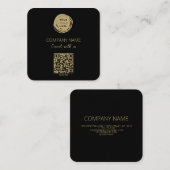 QR Code Business Logo Black Vierkante Visitekaartje (Voorkant / Achterkant)