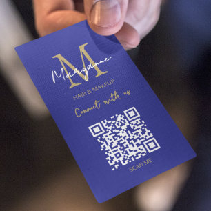 QR Code Business Logo Blue Gold Visitekaartje