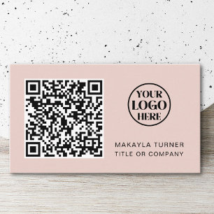 QR Code Business Logo Blush Pink Professional Visitekaartje