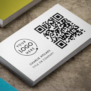 QR Code Business Logo Eenvoudig minimalistisch w Visitekaartje