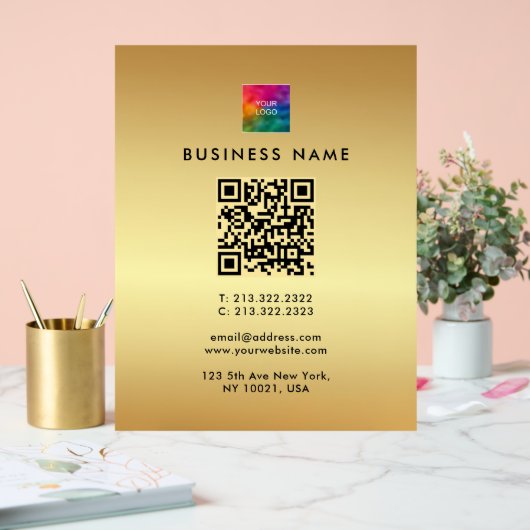 QR Code Business Logo Gold Modèle glamour (Mariage)