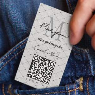 QR Code Business Logo Grey Checker Visitekaartje