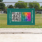 QR Code Business Logo Hier Verticaal Modern Outdoo Spandoek (Insitu)