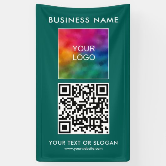 QR Code Business Logo Hier Verticaal Modern Outdoo Spandoek (Verticaal)