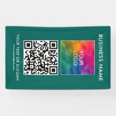 QR Code Business Logo Hier Verticaal Modern Outdoo Spandoek (Horizontaal)