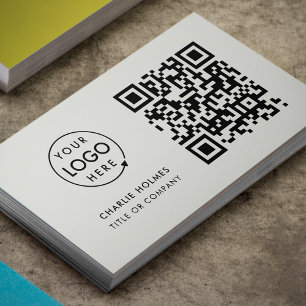 QR Code Business Logo   Minimale grijze beroepsbeo Visitekaartje