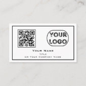 QR Code Business Logo minimalistisch wit Visitekaartje (Voorkant)
